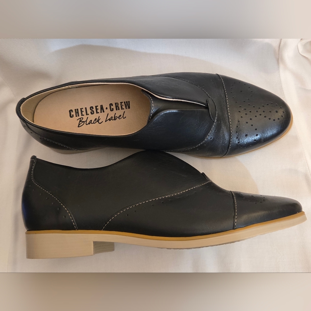 Chelsea Crew Black Leather Oxford Flats. Never Worn! Size 6
